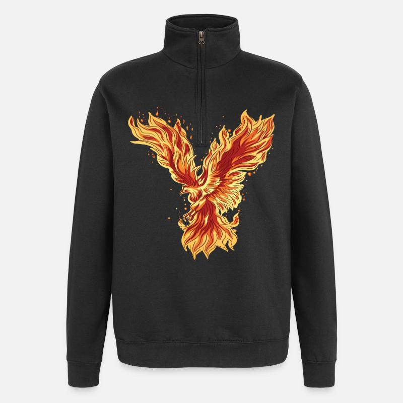 Feuriger Phoenix Mythos Design - Quarter-Zip-Sweatshirt - Schwarz