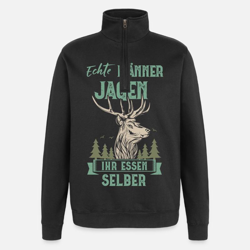 Jäger Männer  - Quarter-Zip-Sweatshirt - Schwarz