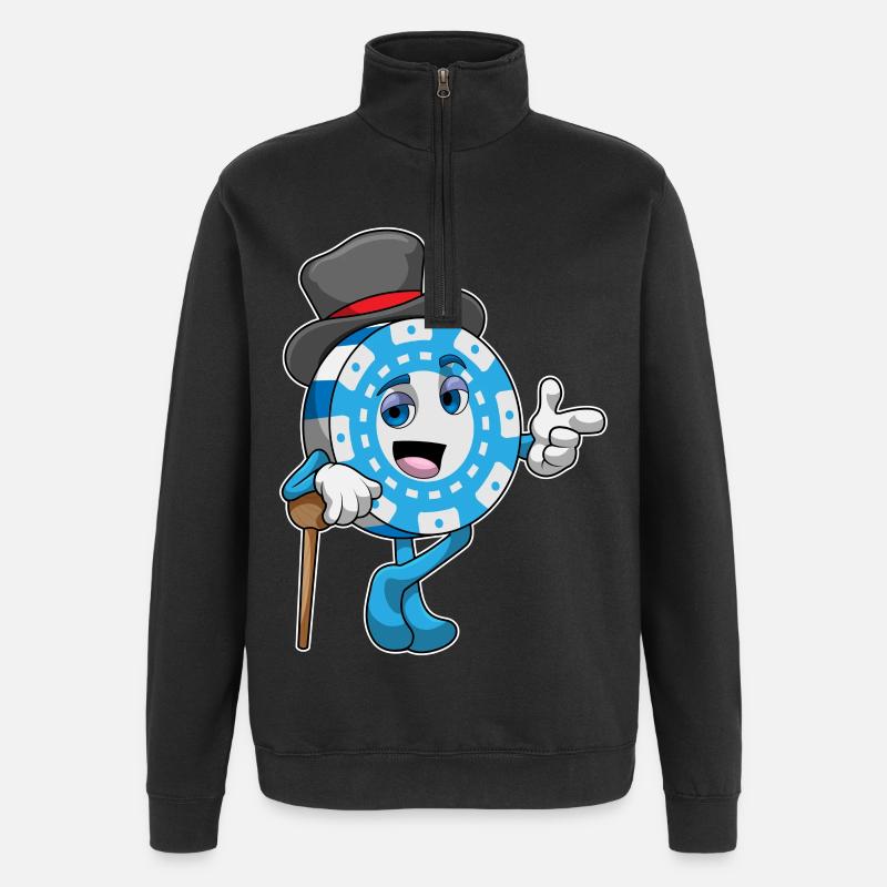 Poker Pokerchips - Quarter-Zip-Sweatshirt - Schwarz