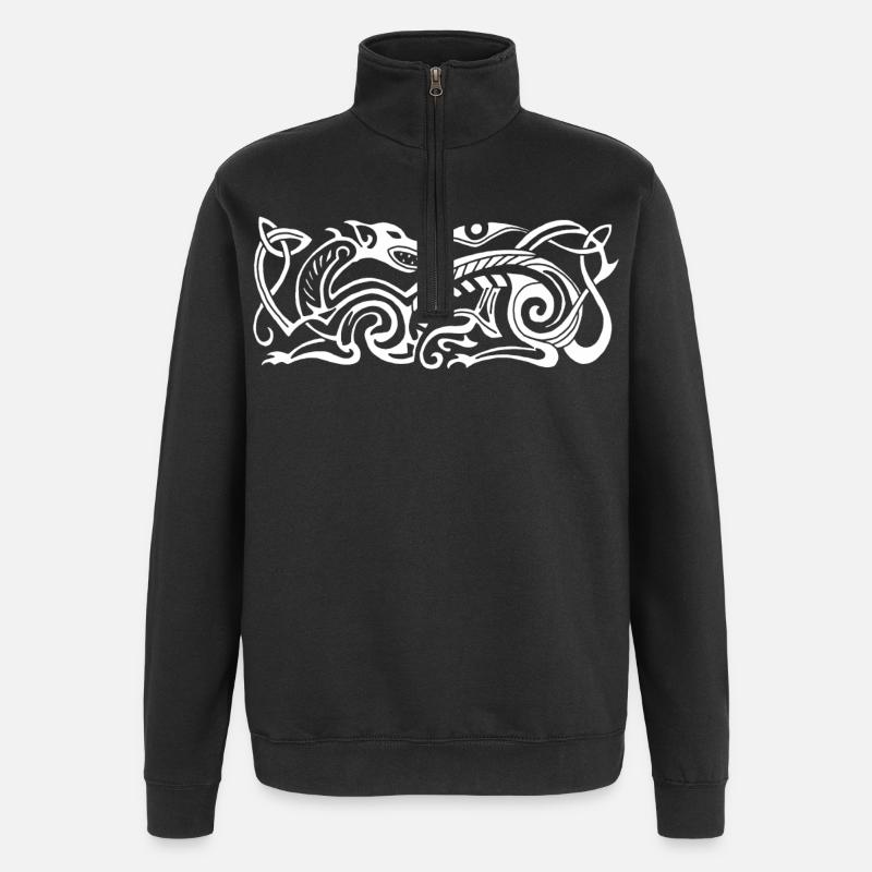 Celtic hunting dog (white) - Quarter-Zip Sweatshirt - black