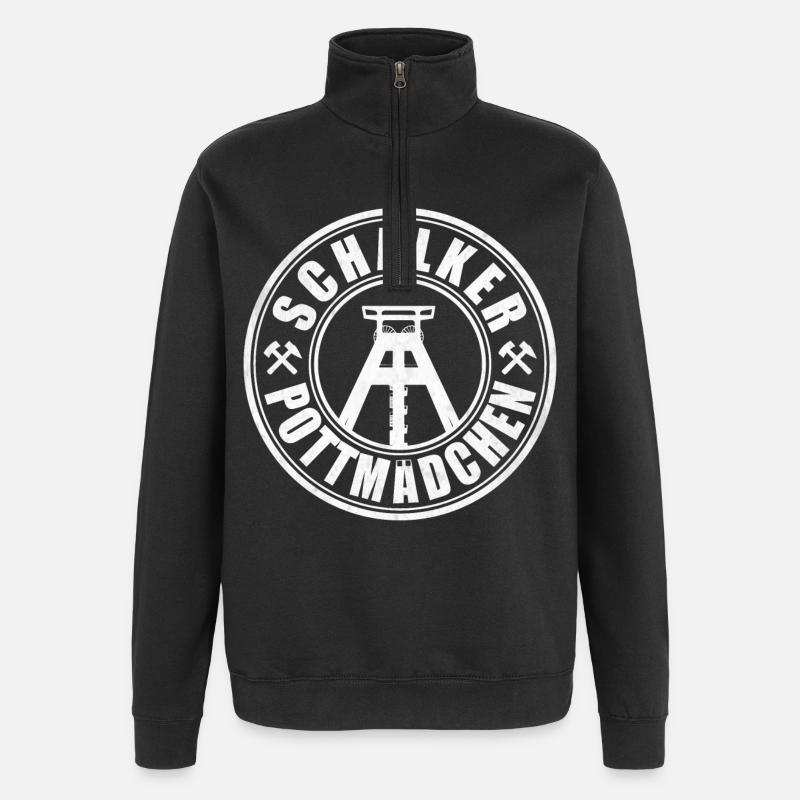 Schalker Pottmädchen | Ruhrpott Mädchen - Quarter-Zip-Sweatshirt - Schwarz
