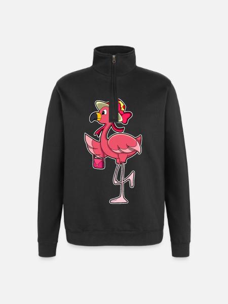 Flamingo Handtasche  - Quarter-Zip-Sweatshirt - Schwarz