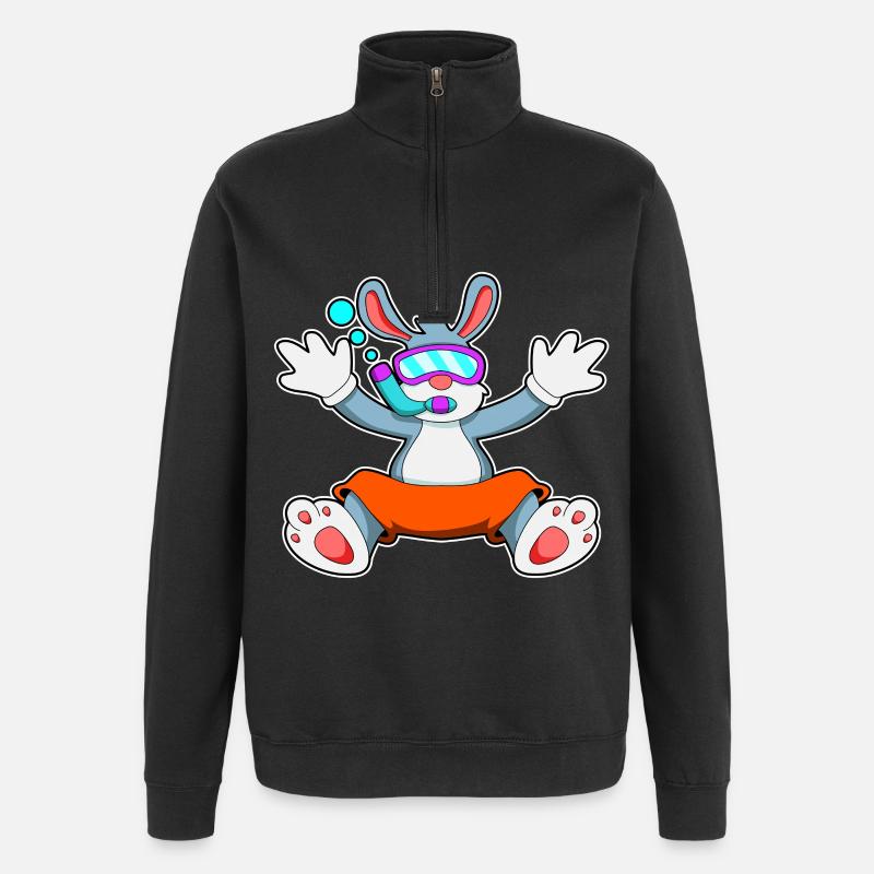diving avec lunettes et tuba - Sweat à zip 1/4 - noir