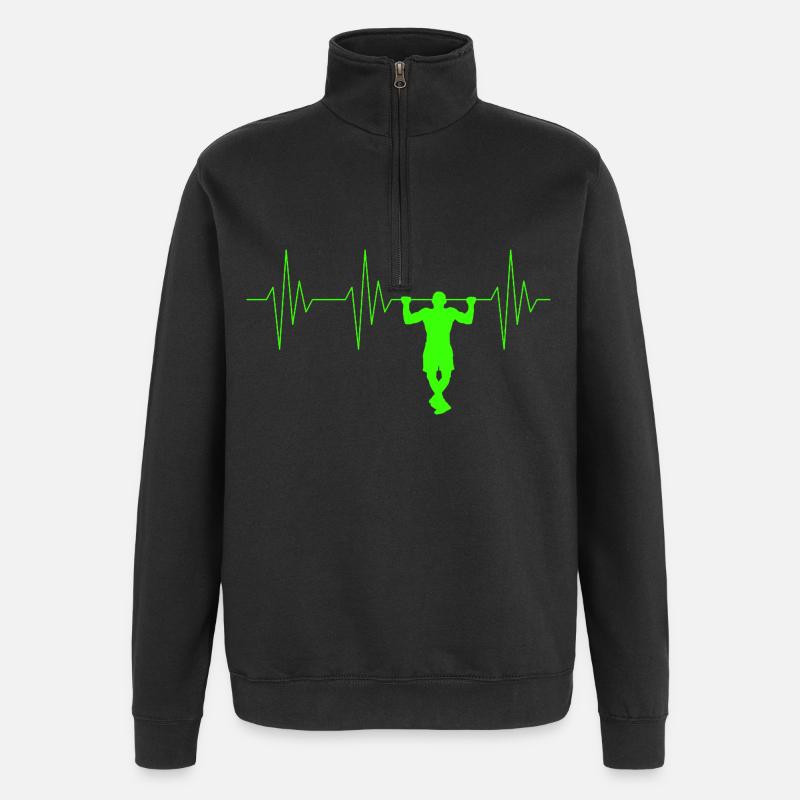 Pull-up heartbeat - Quarter-Zip Sweatshirt - black