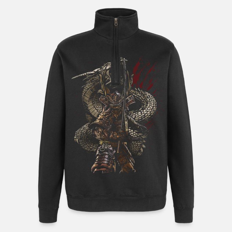 Drachenwächter-Samurai-Bogenschützen-Fantasy - Quarter-Zip-Sweatshirt - Schwarz