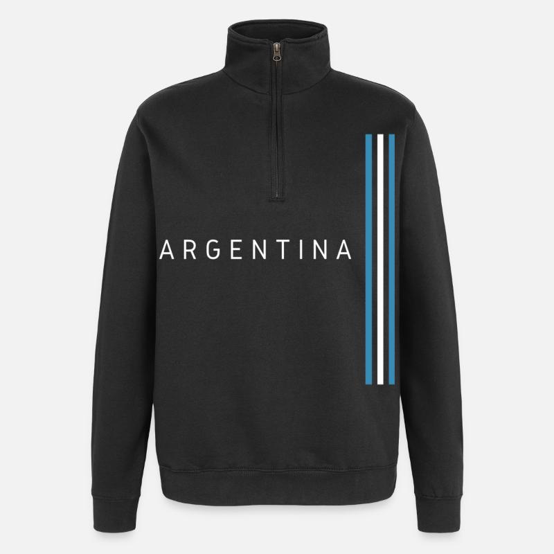 Drapeau argentin, fierté argentine - Sweat à zip 1/4 - noir