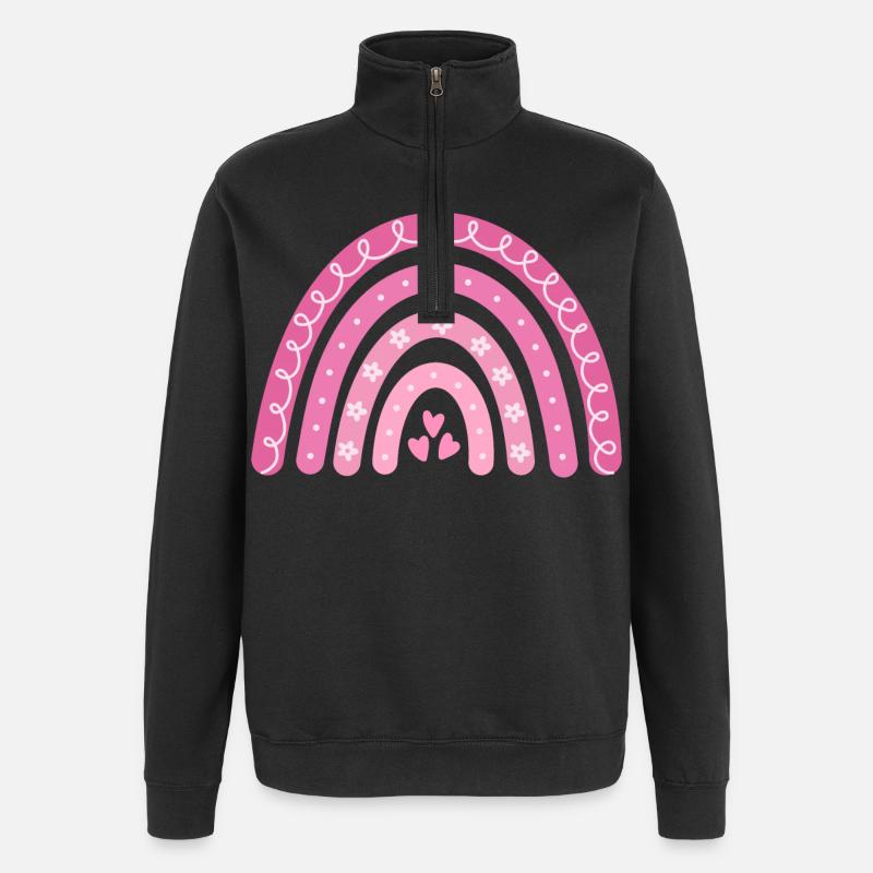 Boho Arc-en-ciel Rose Grande Soeur - Sweat à zip 1/4 - noir
