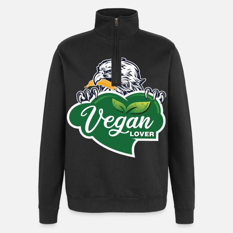 Vegan Lover Eagle Graphic - Quarter-Zip Sweatshirt - black
