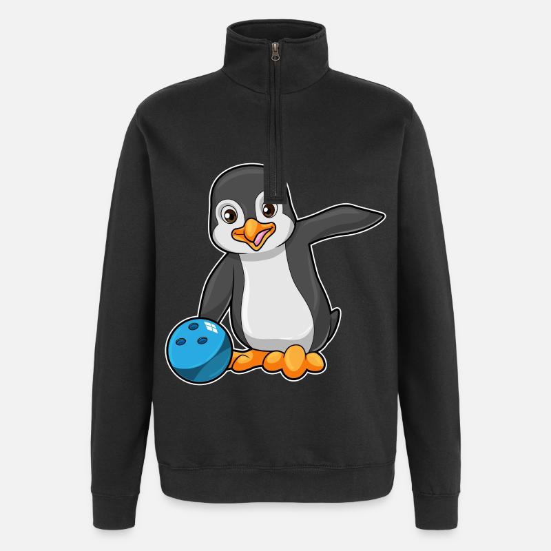 Pinguin Bowling Bowlingkugel - Quarter-Zip-Sweatshirt - Schwarz