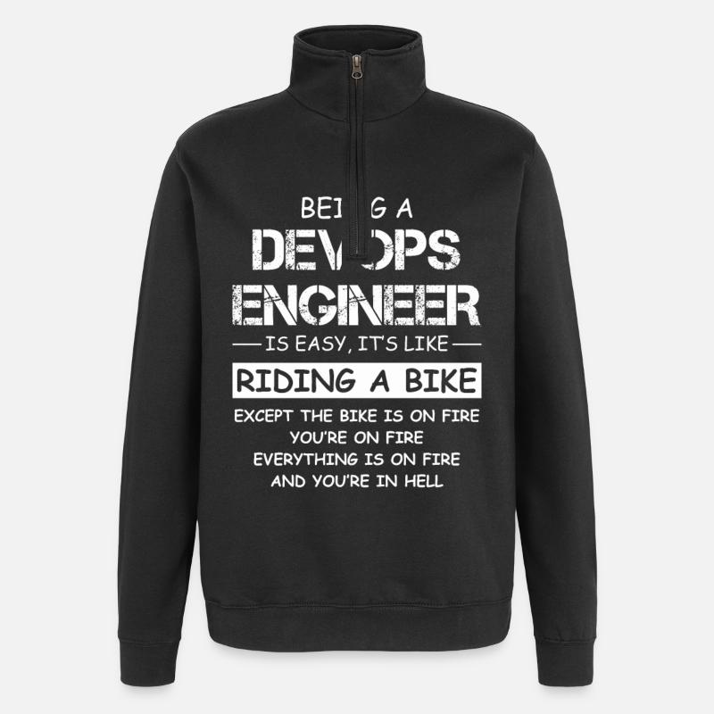 DevOps Ingenieur Feuerwehr Motorrad Zitat - Quarter-Zip-Sweatshirt - Schwarz