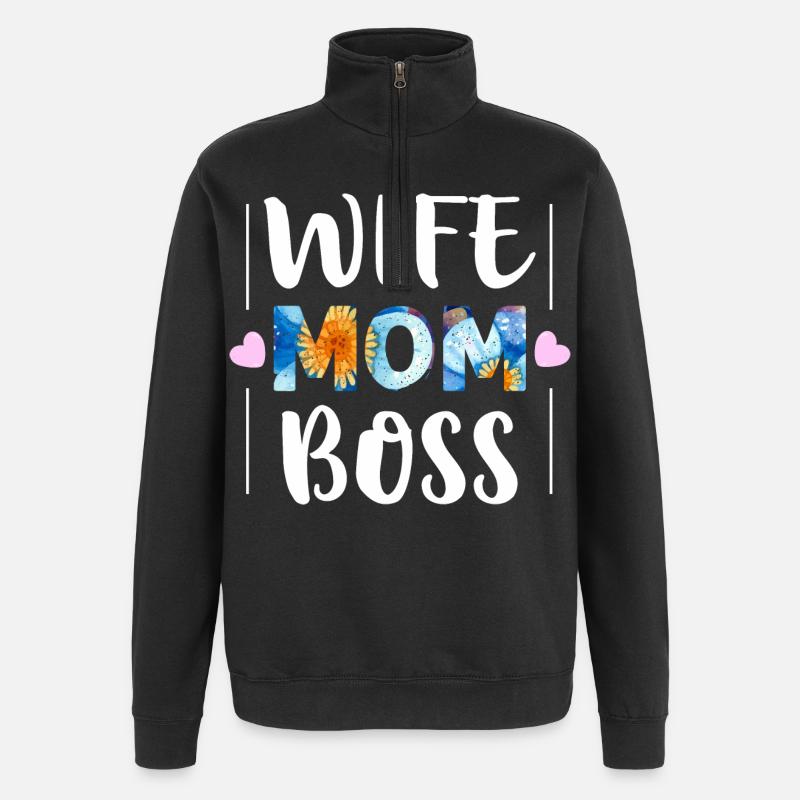 Mama - Quarter-Zip-Sweatshirt - Schwarz