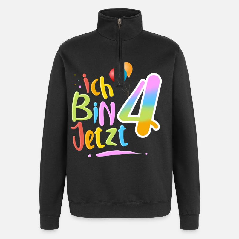 Ich Bin Jetzt 4 - Quarter-Zip-Sweatshirt - Schwarz