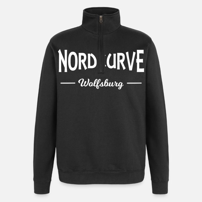 Wolfsburg north curve - Quarter-Zip Sweatshirt - black