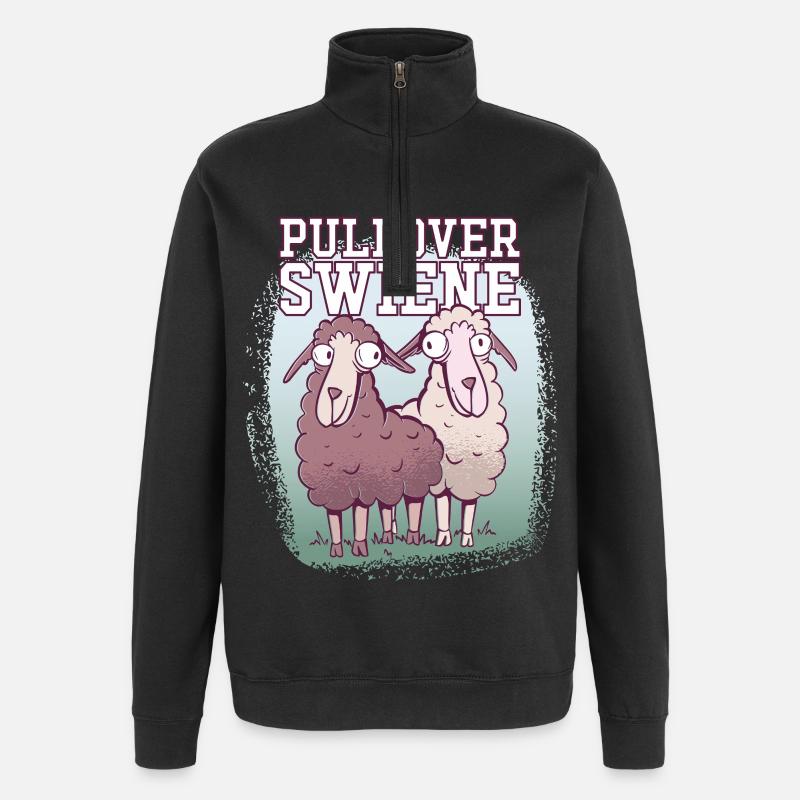 Pulloverswiene Plattdeutsch Ostfriesisch Schafe - Quarter-Zip-Sweatshirt - Schwarz