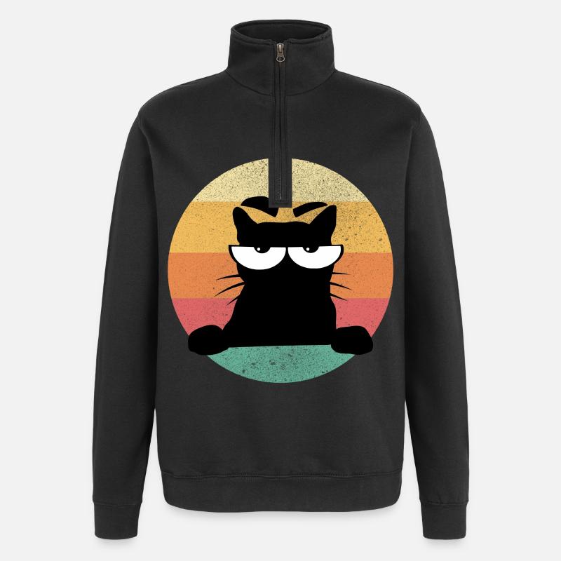Chat Pas de chat bouc - Sweat à zip 1/4 - noir