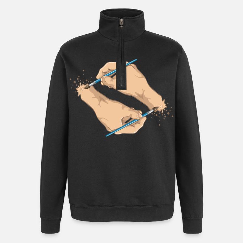 Hands and paint brushes - Quarter-Zip Sweatshirt - black
