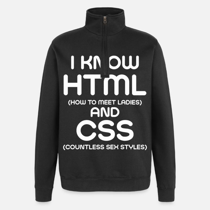 Ich kenne HTML und CSS - Quarter-Zip-Sweatshirt - Schwarz