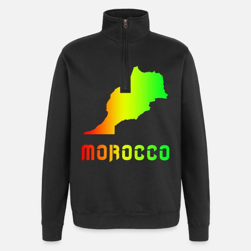 Maroc Arc-en-ciel Plan design / cadeau - Sweat à zip 1/4 - noir