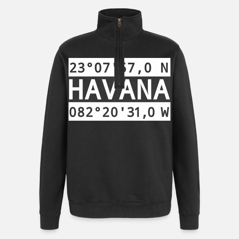 Coordonnées de La Havane - Sweat à zip 1/4 - noir
