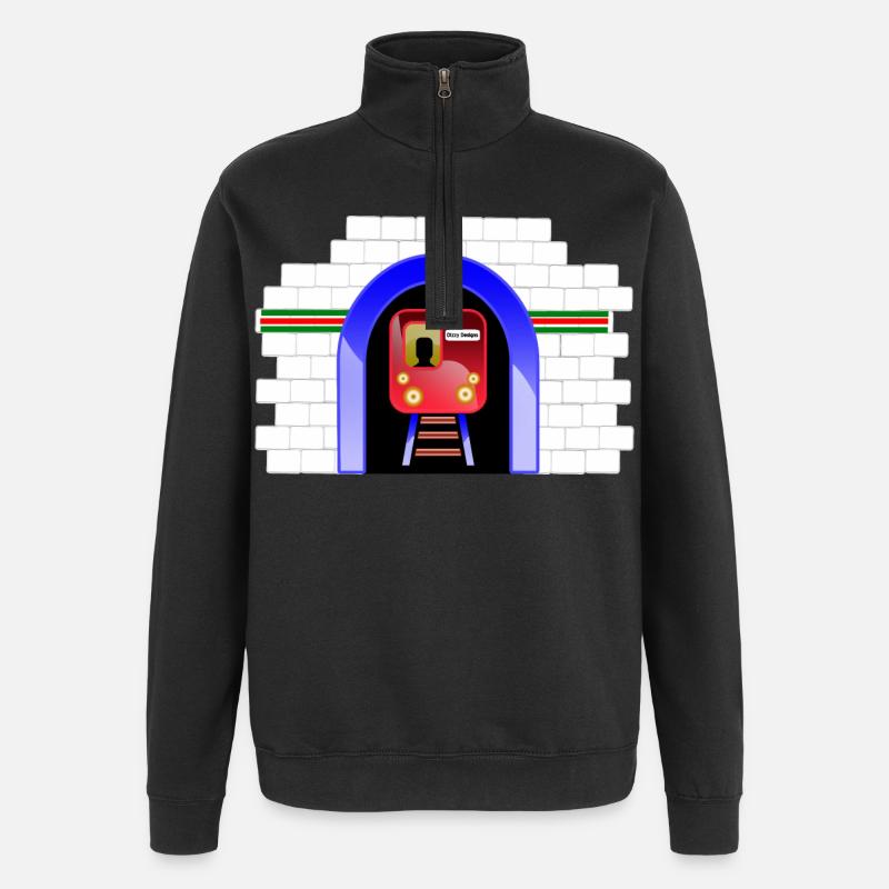 Blauer Tunnelzug im Torbogen - Quarter-Zip-Sweatshirt - Schwarz