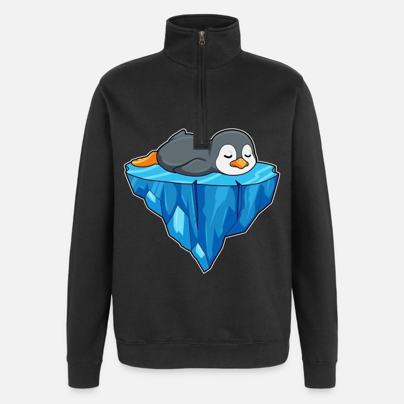 Pingouin sur la banquise - Sweat à zip 1/4 - noir