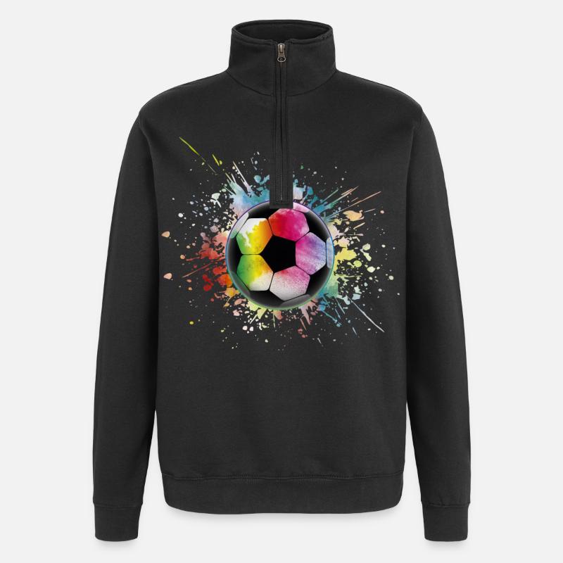 Fußball Regenbogen Bunter Ball - Quarter-Zip-Sweatshirt - Schwarz