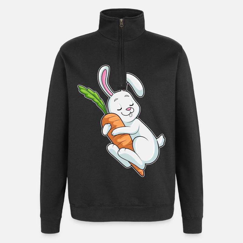 Hase Karotte - Quarter-Zip-Sweatshirt - Schwarz