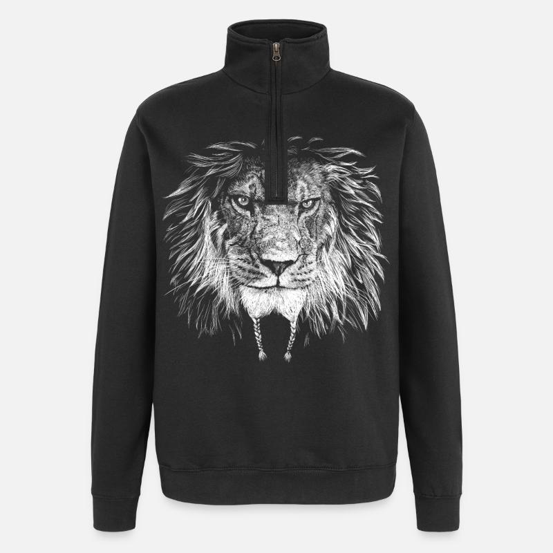 Lion Biker - Sweat à zip 1/4 - noir
