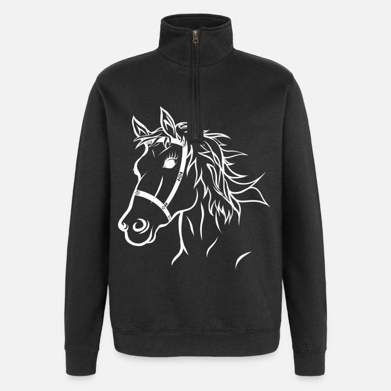 Pferdekopf illustration Pferd - Quarter-Zip-Sweatshirt - Schwarz
