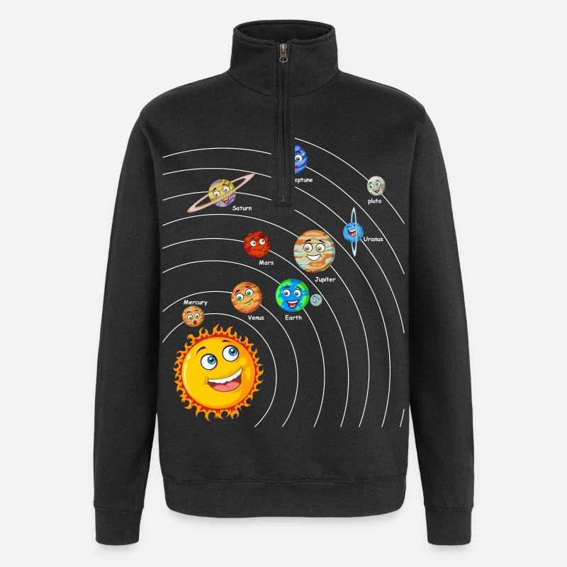 Sonnensystem - Quarter-Zip-Sweatshirt - Schwarz