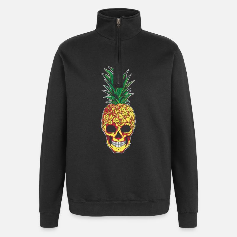Ananas Crâne Aloha Plages Hawaïenne - Sweat à zip 1/4 - noir