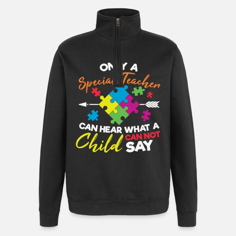 Autismus Bewusstsein Speziallehrer Puzzle - Quarter-Zip-Sweatshirt - Schwarz