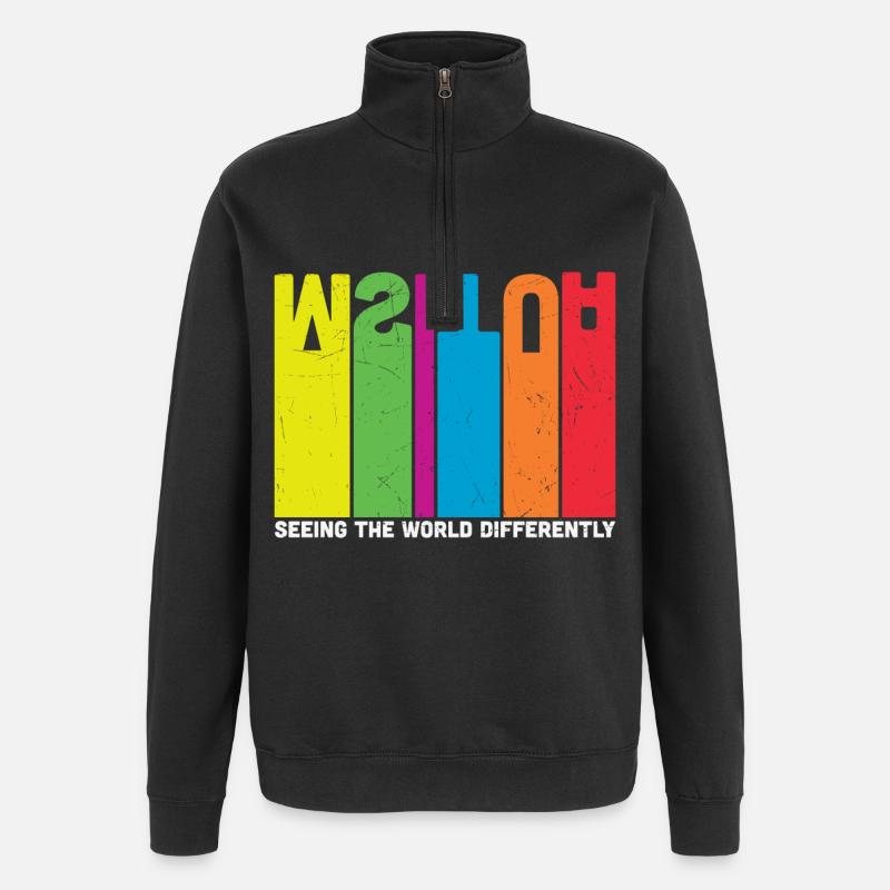 L’autisme voit le monde différemment - Sweat à zip 1/4 - noir