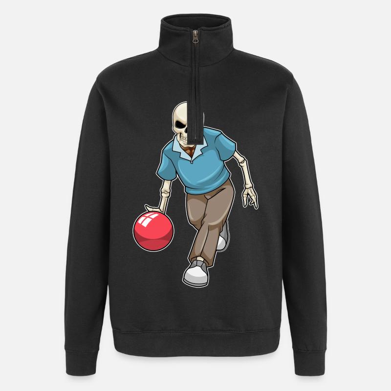 Boule de bowling squelette - Sweat à zip 1/4 - noir