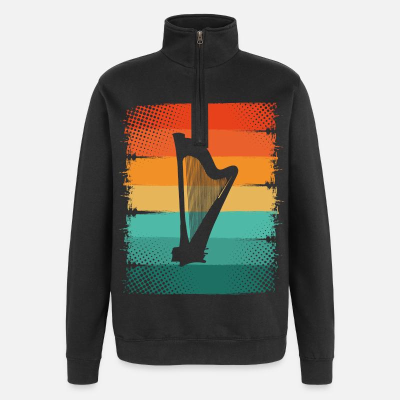 Harfe - Quarter-Zip-Sweatshirt - Schwarz