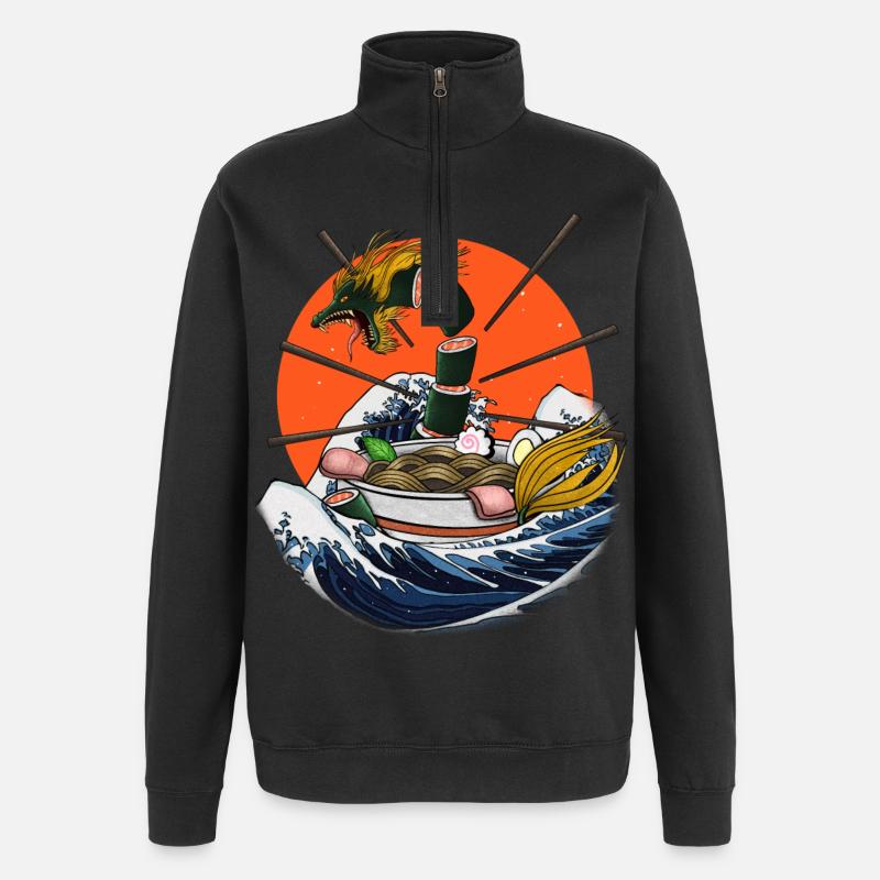 Drachen-Ramen - Quarter-Zip-Sweatshirt - Schwarz