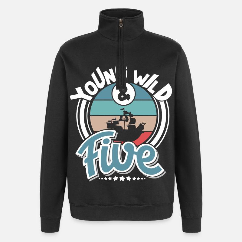 5e anniversaire pirate pirate pirate - Sweat à zip 1/4 - noir