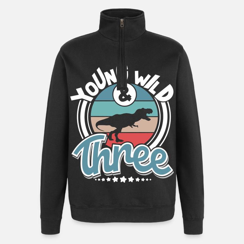 3 ans d’anniversaire Dino Dinosaures - Sweat à zip 1/4 - noir