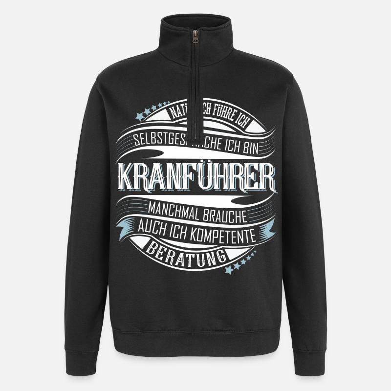 Kranführer - Quarter-Zip-Sweatshirt - Schwarz