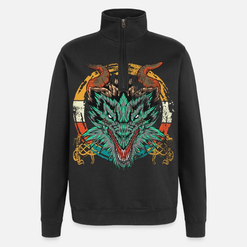 Drache, Drachen, asiatischer Drache - Quarter-Zip-Sweatshirt - Schwarz
