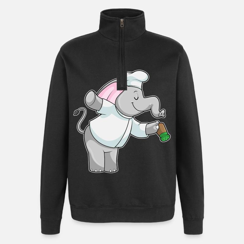 Éléphant comme cuisinier avec salière - Sweat à zip 1/4 - noir