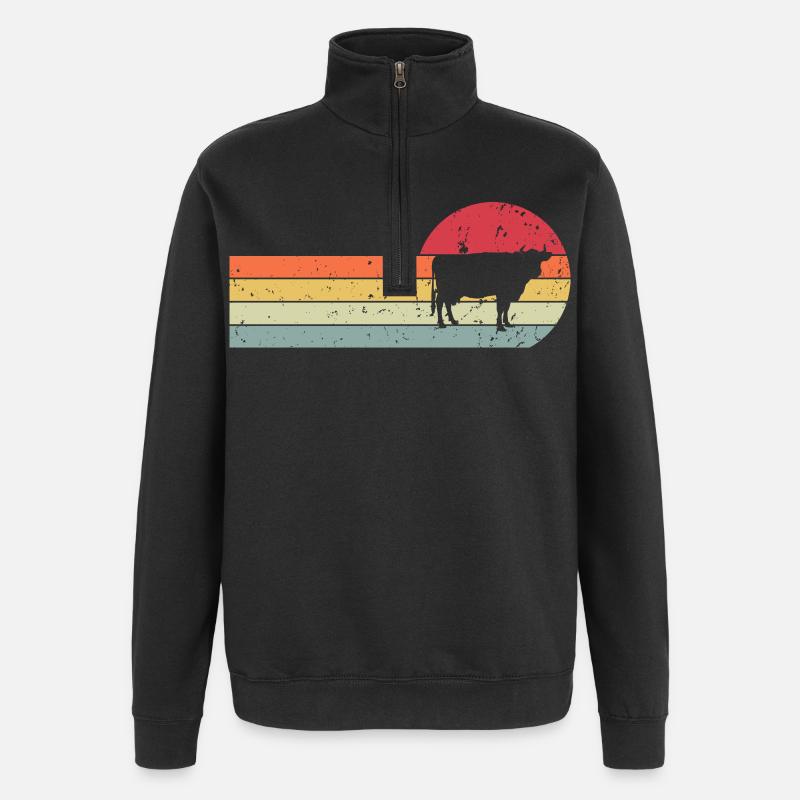 Kuh - Quarter-Zip-Sweatshirt - Schwarz