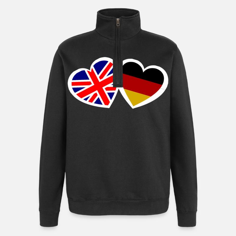 L’Angleterre et l’Allemagne aiment - Sweat à zip 1/4 - noir