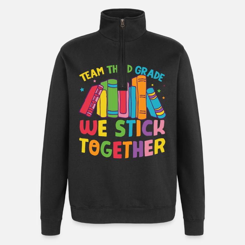 Team Third Grade Back To School - Quarter-Zip Sweatshirt - black