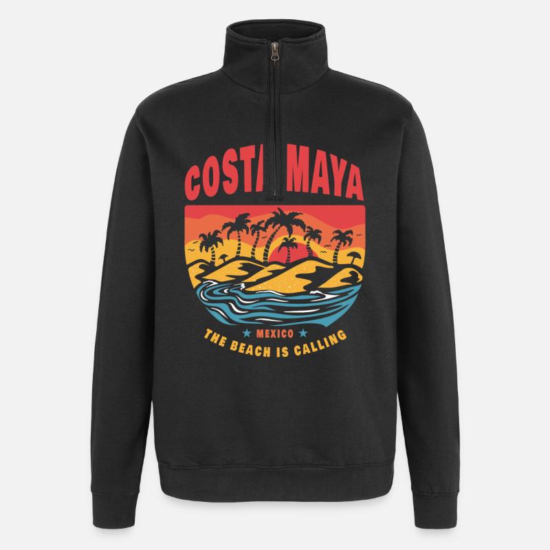 Costa Maya Mexiko Beach - Quarter-Zip-Sweatshirt - Schwarz