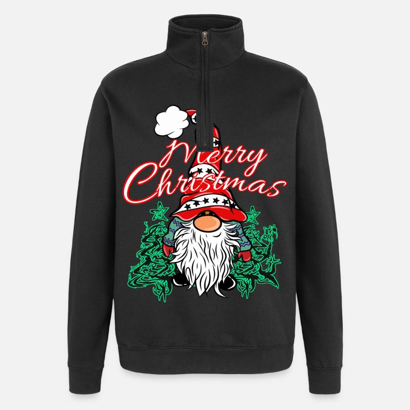 Gnome de Noël Gnom - Sweat à zip 1/4 - noir