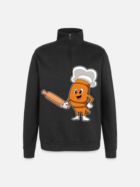 Bread Baker Rolling Pin Baking - Quarter-Zip Sweatshirt - black