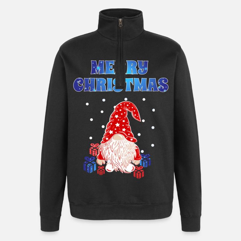 Gnome de Noël - Sweat à zip 1/4 - noir