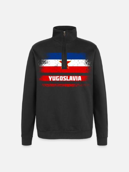 Yugoslavia vintage flags - Quarter-Zip Sweatshirt - black