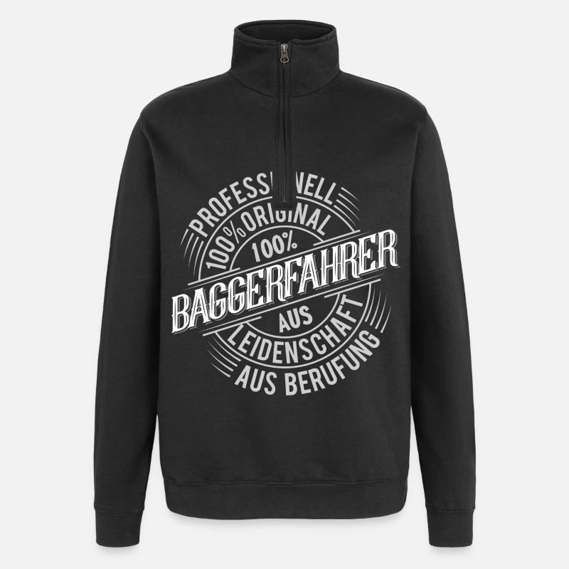 Baggerfahrer - Quarter-Zip-Sweatshirt - Schwarz